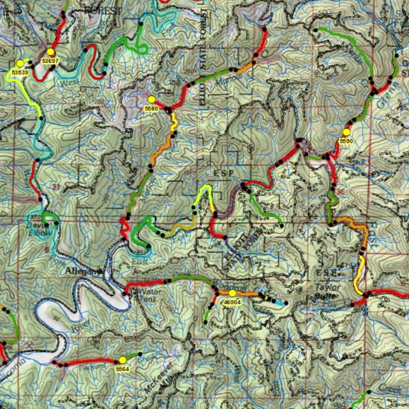 Image of a map with randomly spaced yellow points.